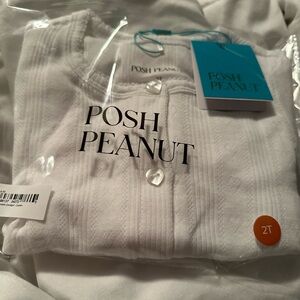 Posh peanut pointelle cardigan white 2T